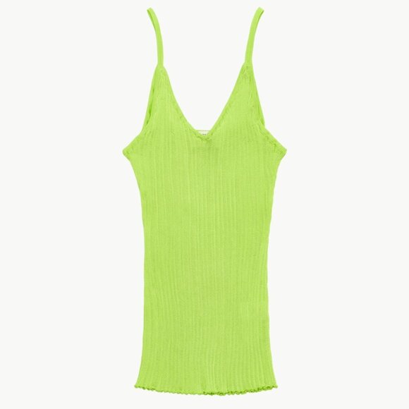 Maryam Nassir Zadeh Tops - Maryam Nassir Zadeh Blanca Tank Size M Fern Brat Neon Green Ribbed Knit Top NWT
